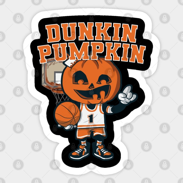 Dunkin Pumpkin Halloween Costume Funny Pumpkin Basketball Sticker by pipsmerch